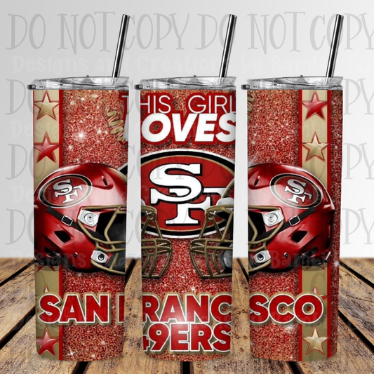 20oz Sublimation This Girl Loves 49ers Tumbler