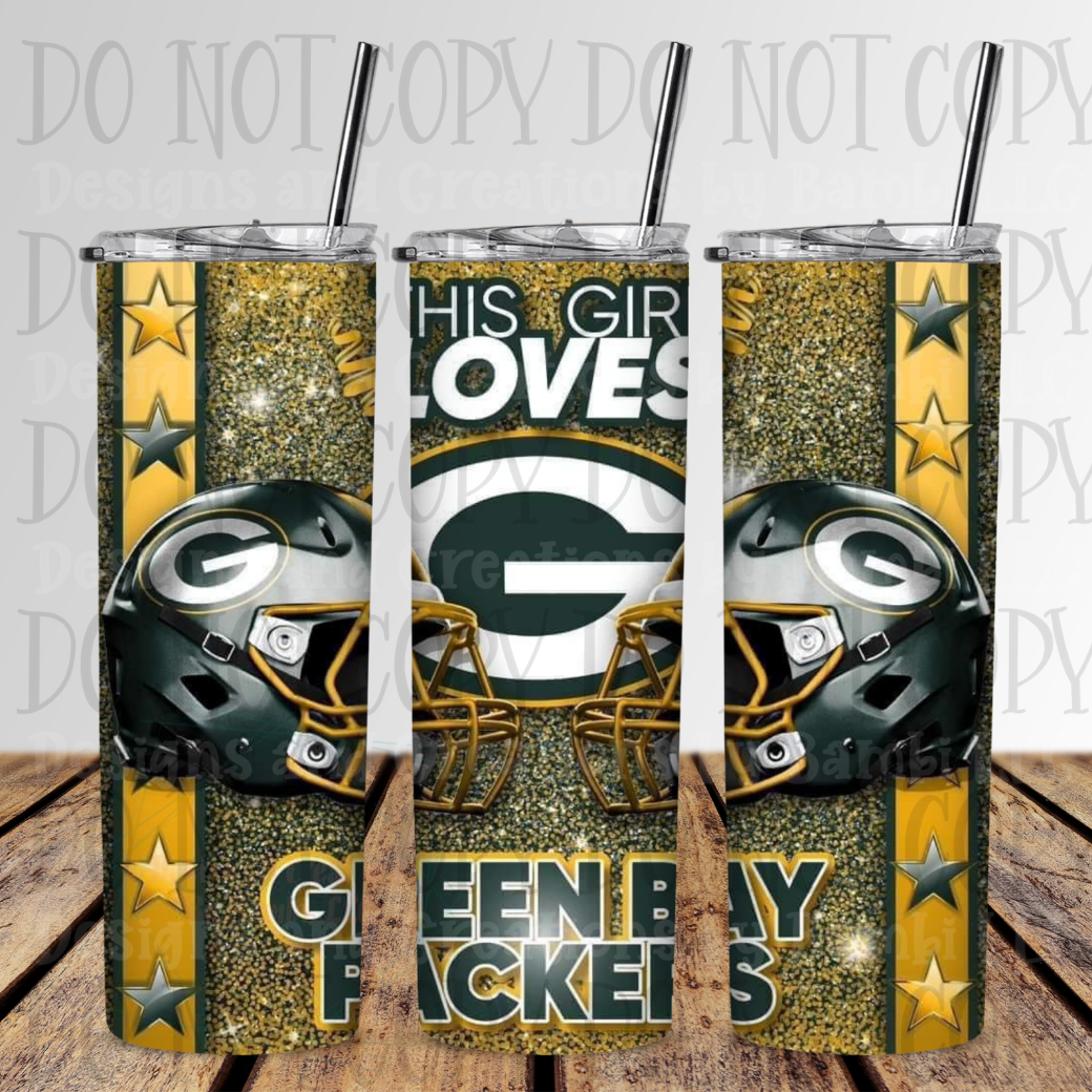 20oz Sublimation This Girl Loves Green Bay Packers Tumbler