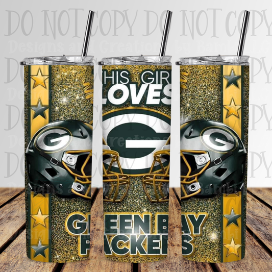 20oz Sublimation This Girl Loves Green Bay Packers Tumbler
