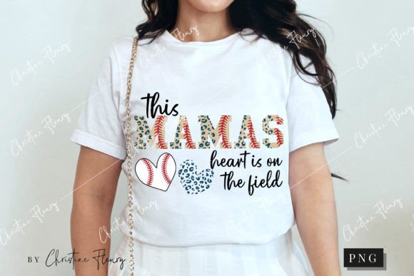 This Mamas Heart is on the Field Baseball and Leopard