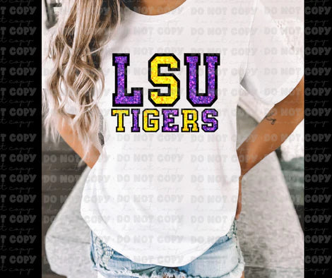 Game Time- LSU Faux Glitter Appearance