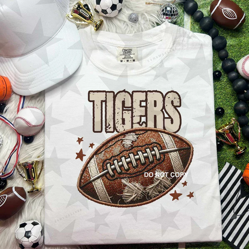 Tigers Faux Embroidery Football