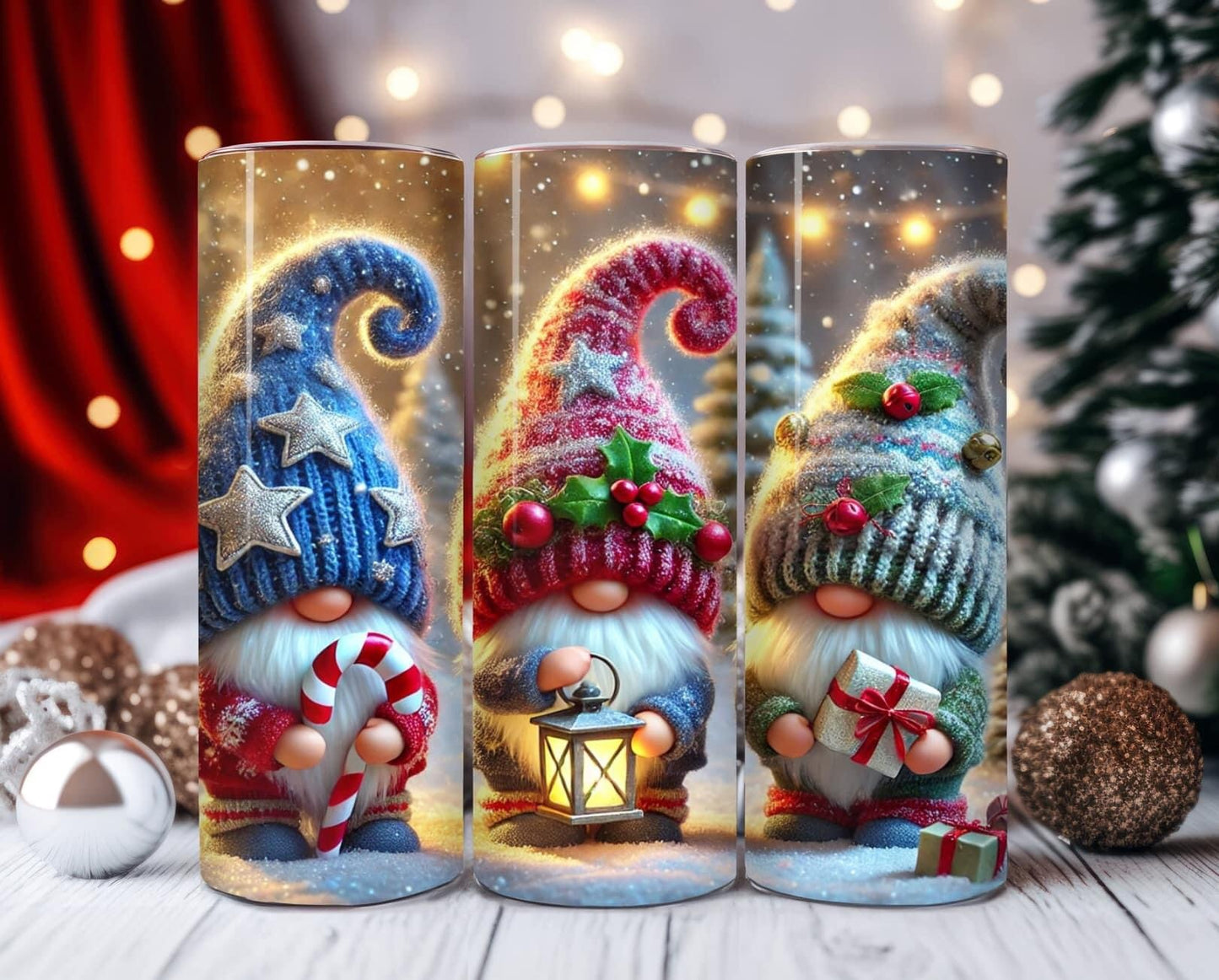 Trio of Christmas Gnomes Sublimation Tumbler