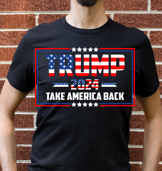 Trump 2024 Take America Back in Flag Font