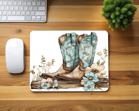 Turquoise Boots Mouse Pad