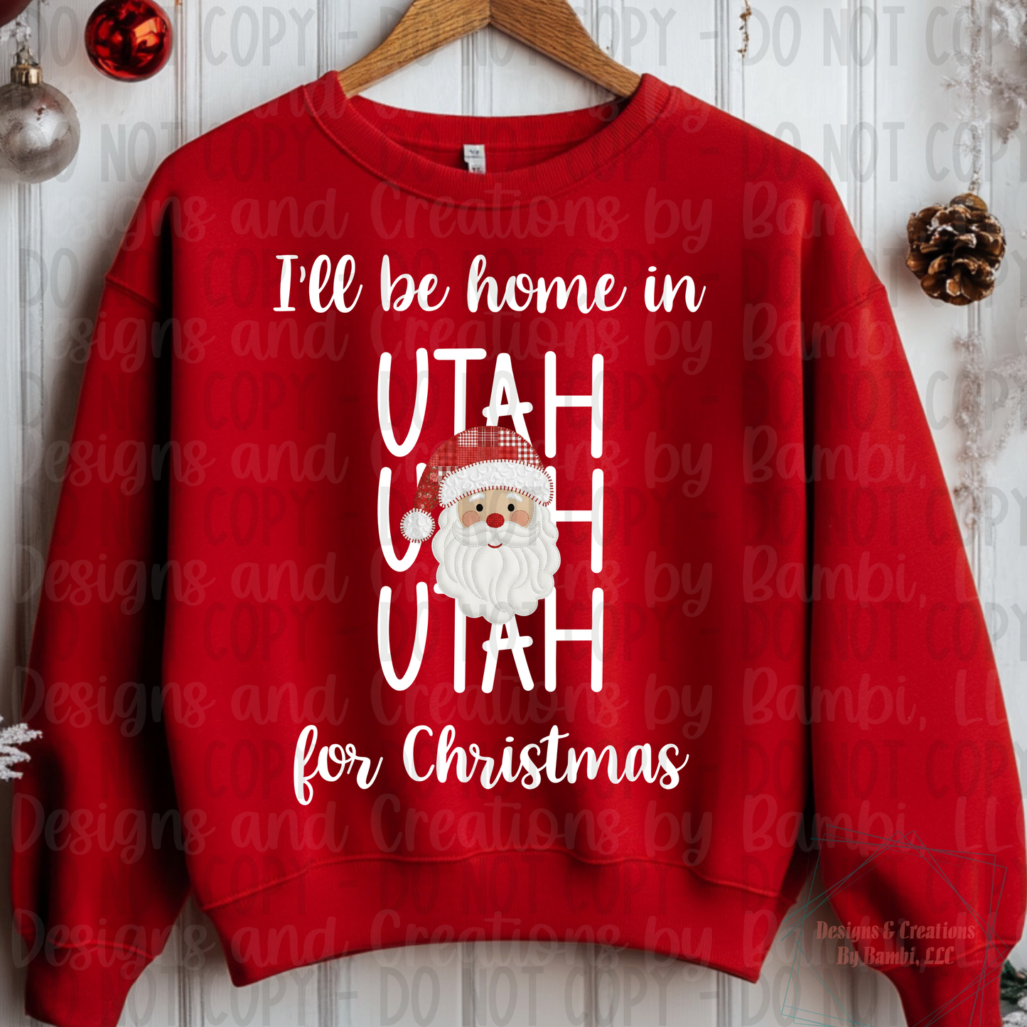 I'll Be Home in States Santa Face with White Font Collection