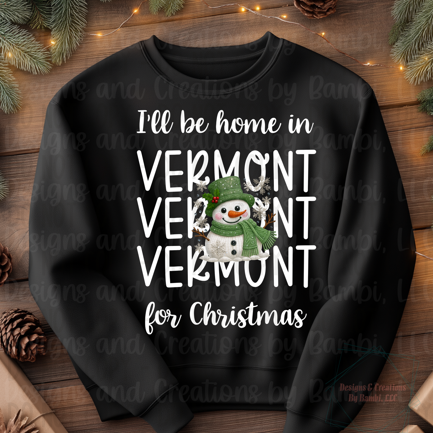 I'll Be Home in States Sage Snowman with White Font Collection