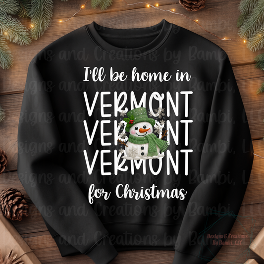 I'll Be Home in States Sage Snowman with White Font Collection