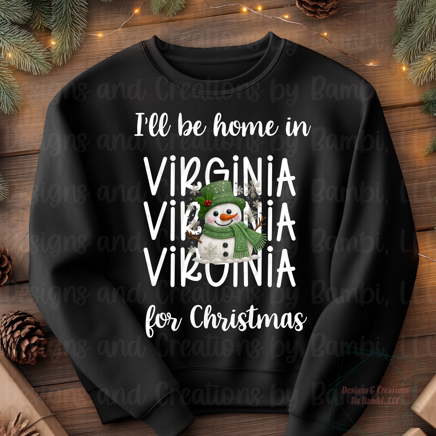 I'll Be Home In States Sage Snowman with White Font Digital Bundle