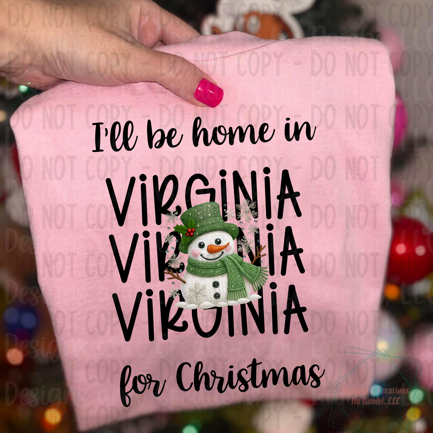 I'll Be Home in States Sage Snowman with Black Font Collection