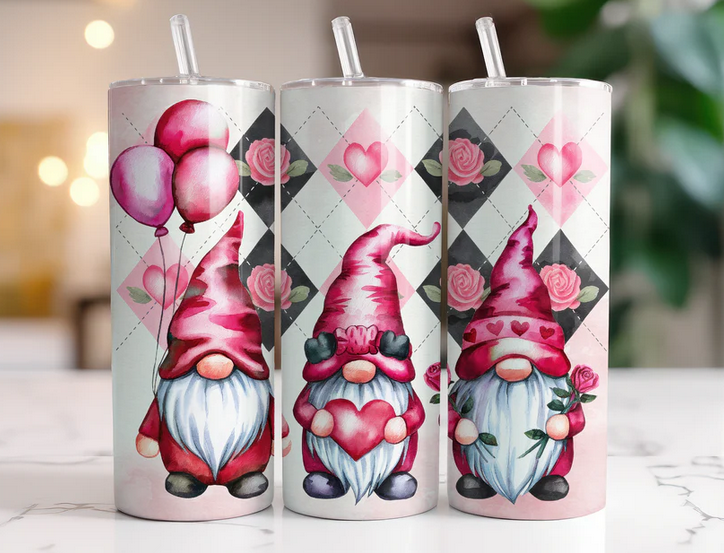 Valentine Gnomes Sublimation Tumbler