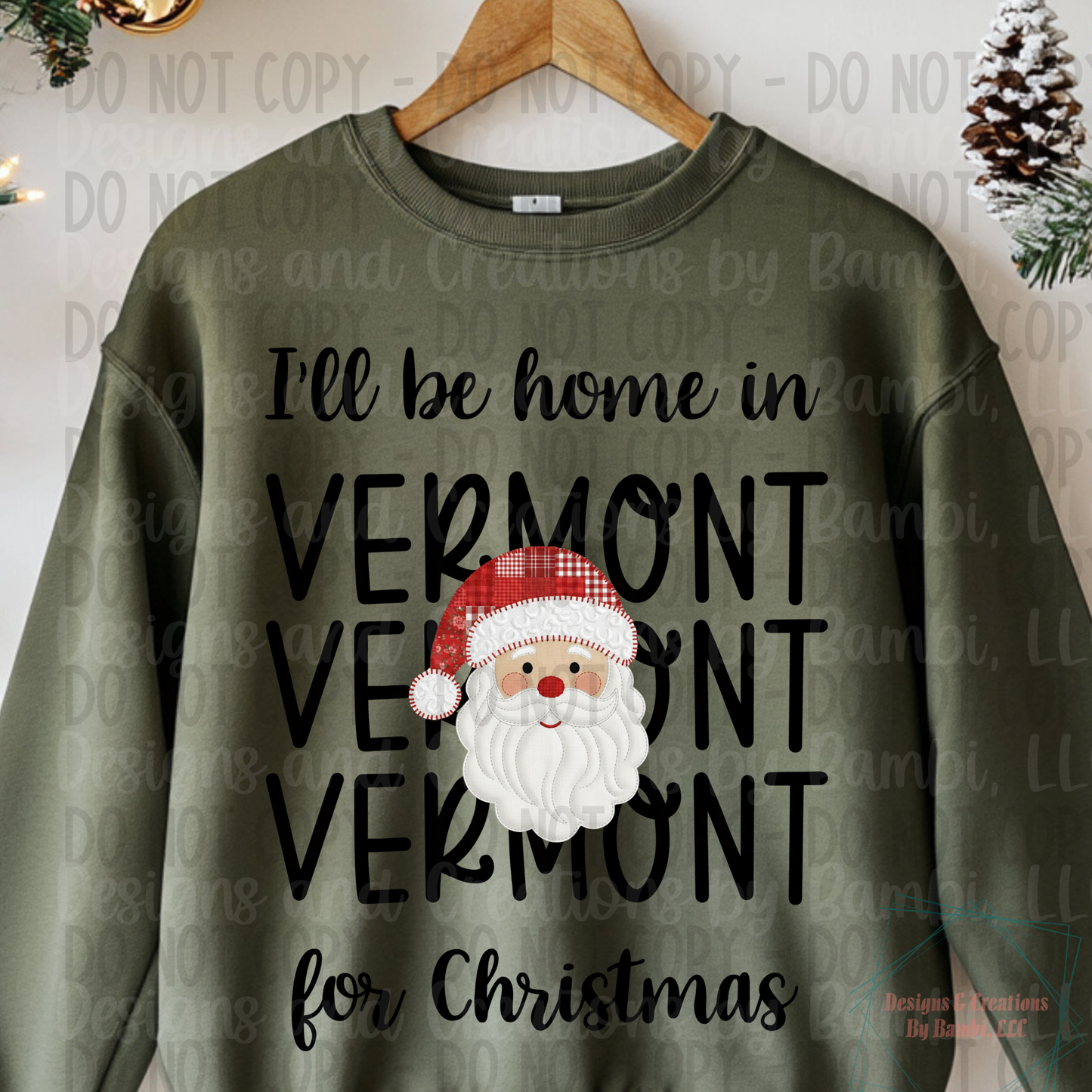 I'll Be Home in States Santa Face with Black Font Collection