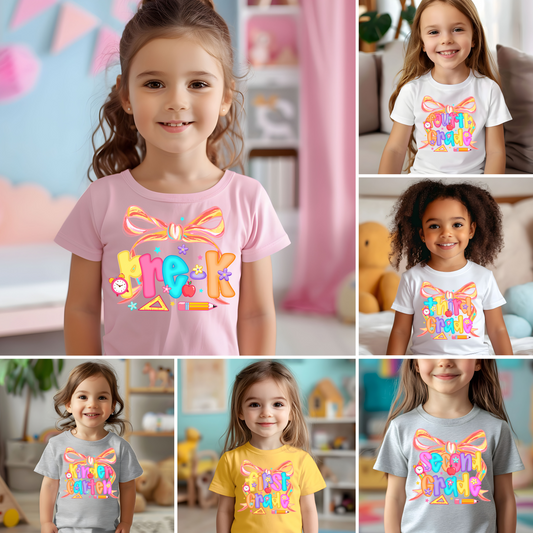 Vivid Font with Bow Back To School Grade Collection