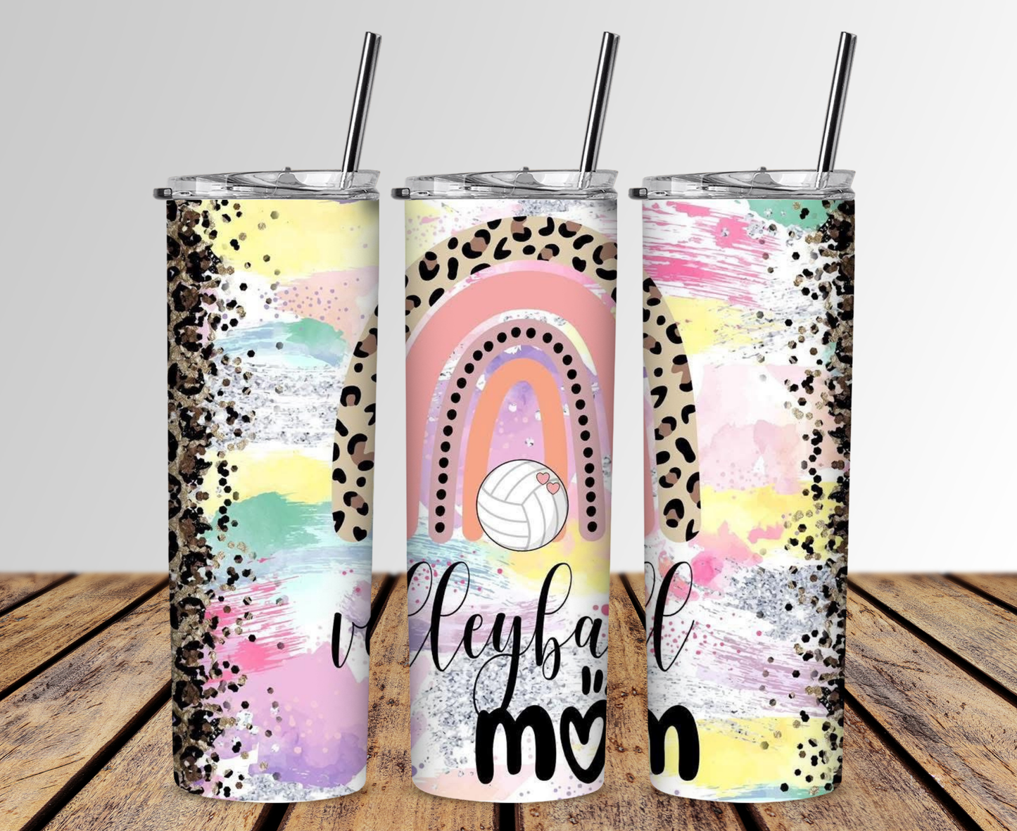 Volleyball Mom and Rainbow Sublimation Tumbler