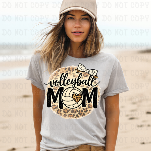 Volleyball Mom with Ball and Bow Leopard
