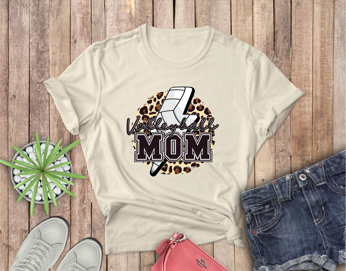 Volleyball Mom with Lightening Bolt/Leopard