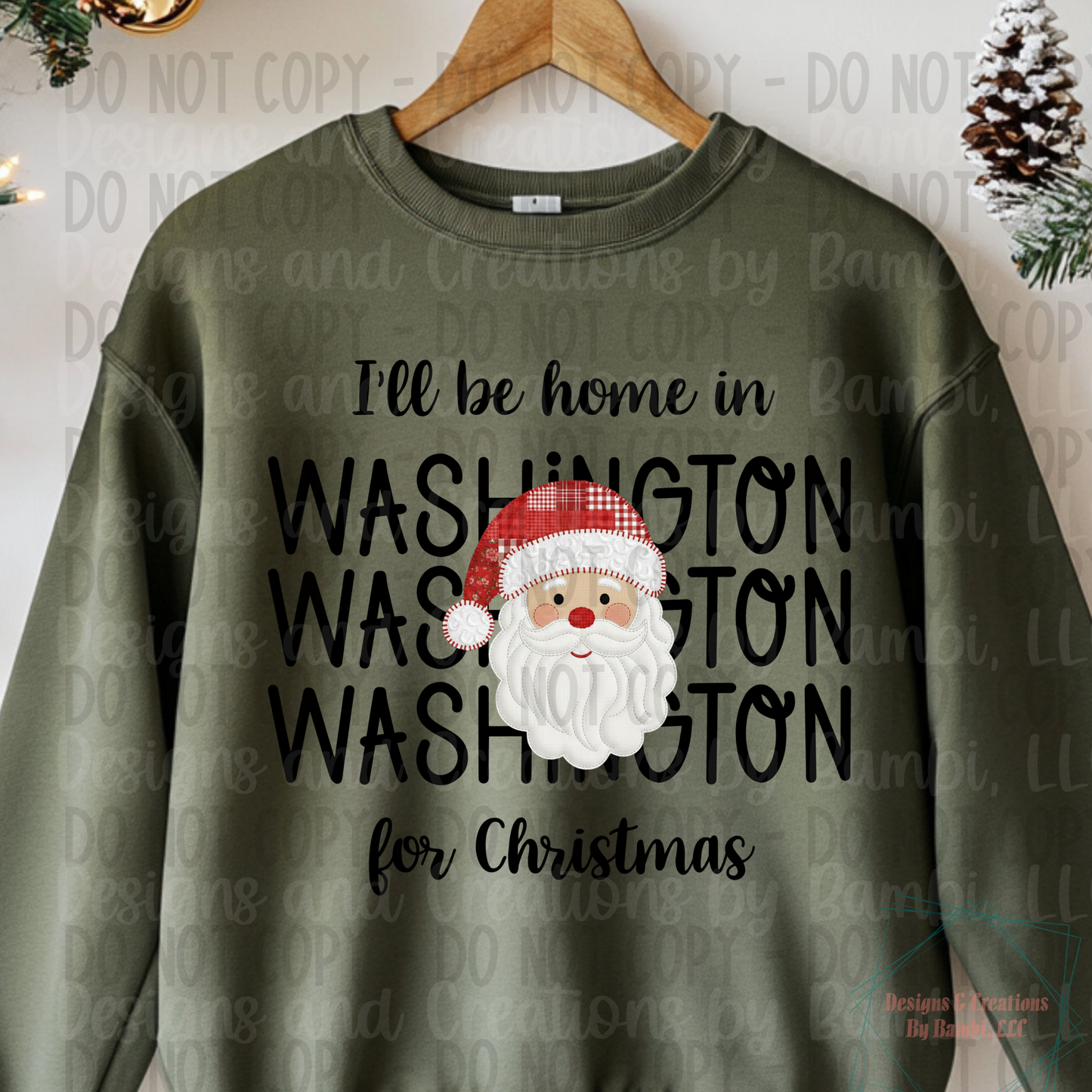 I'll Be Home in States Santa Face with Black Font Collection