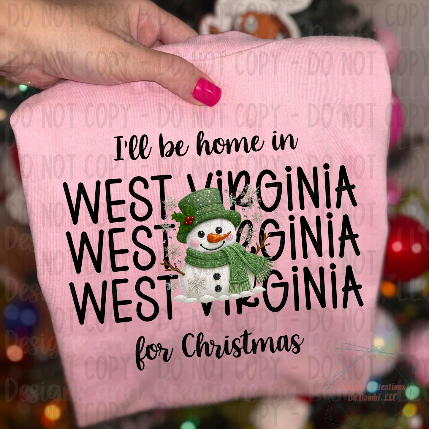 I'll Be Home in States Sage Snowman with Black Font Collection