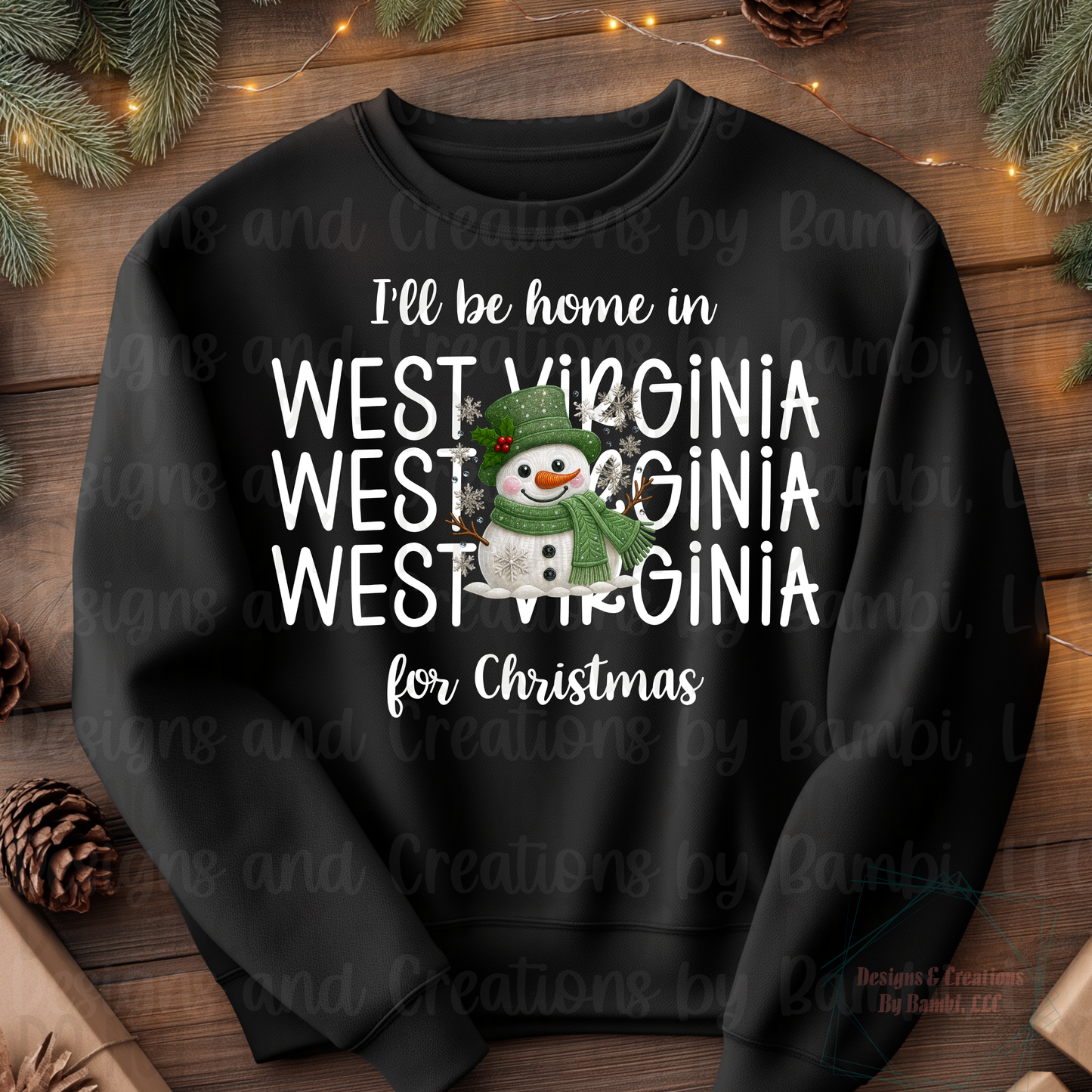 I'll Be Home In States Sage Snowman with White Font Digital Bundle