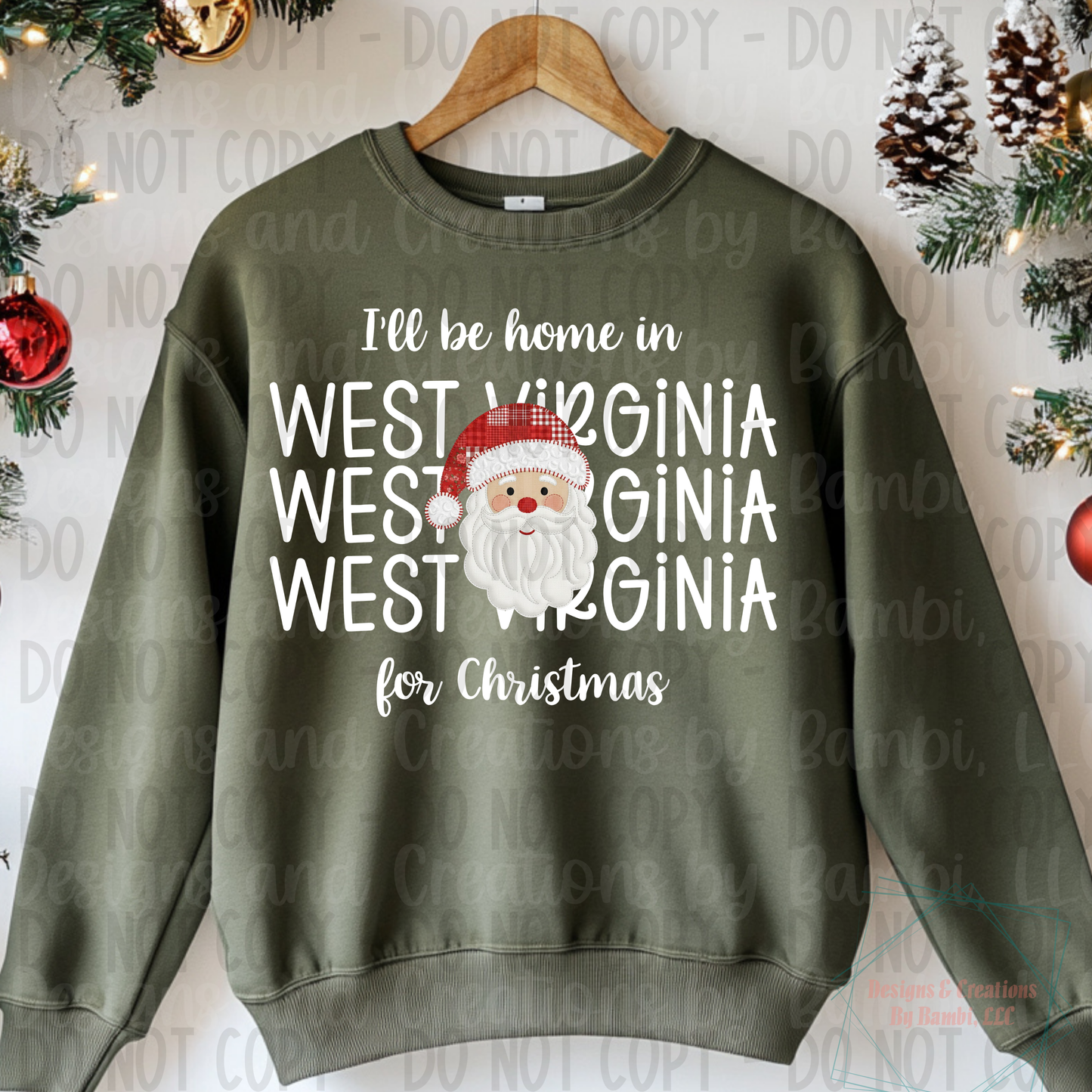 I'll Be Home in States Santa Face with White Font Collection