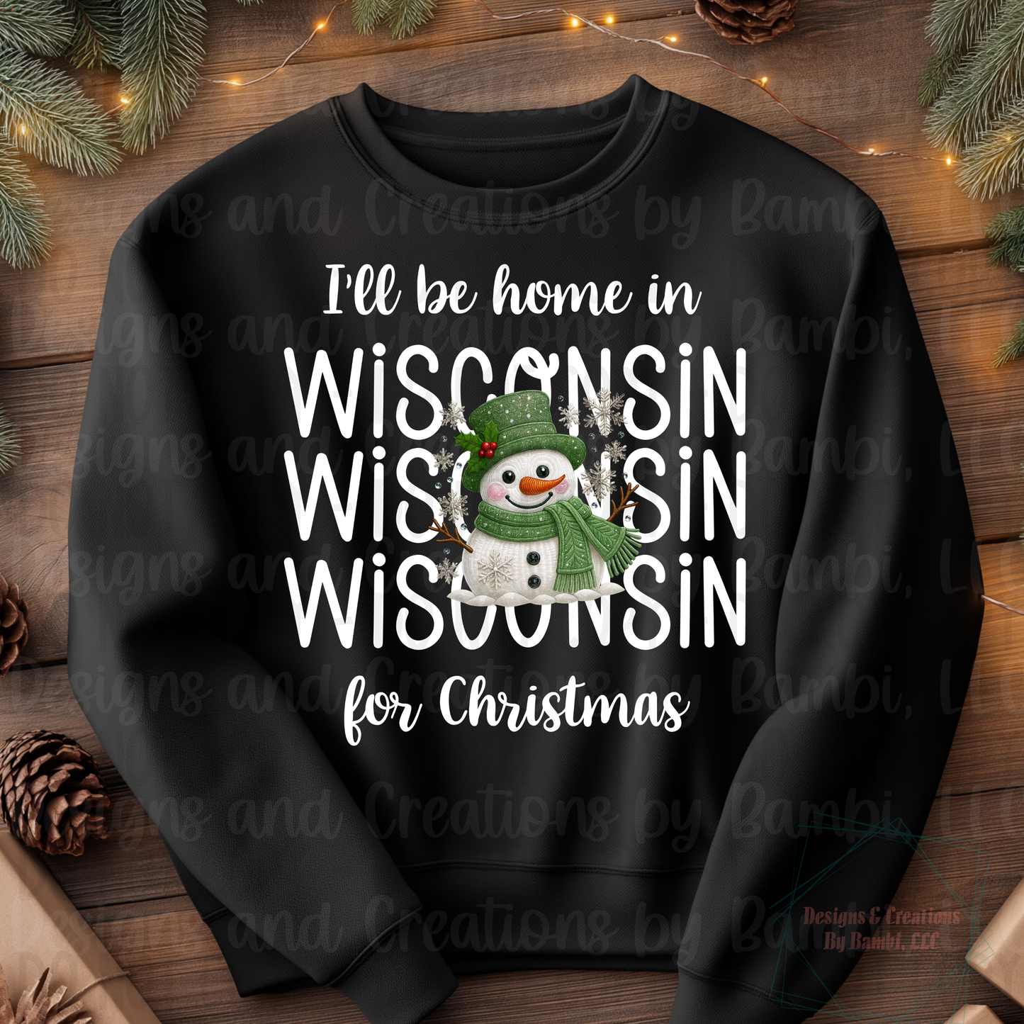I'll Be Home In States Sage Snowman with White Font Digital Bundle