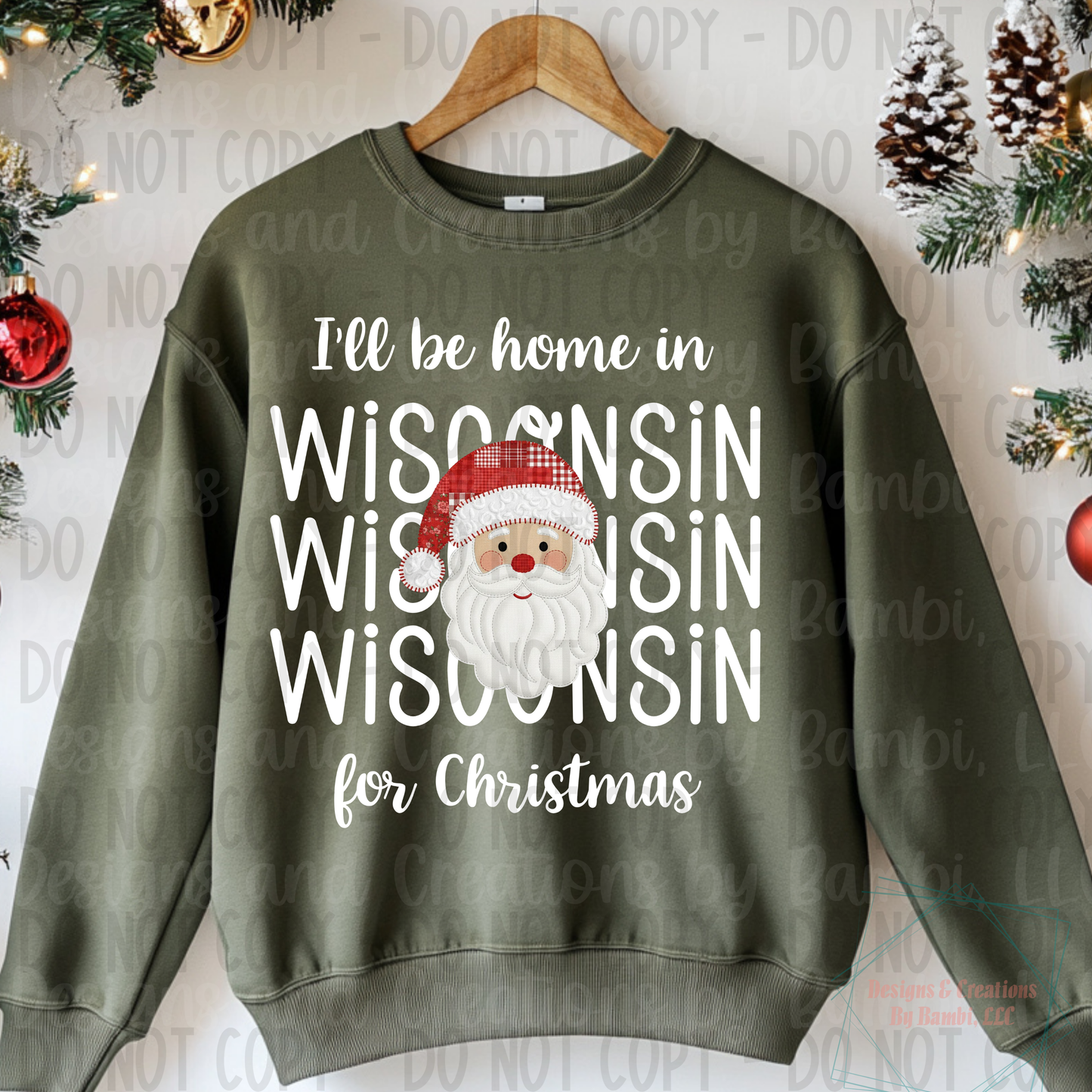 I'll Be Home in States Santa Face with White Font Collection