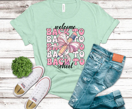 Welcome Back To School Pink Dotted Stacked