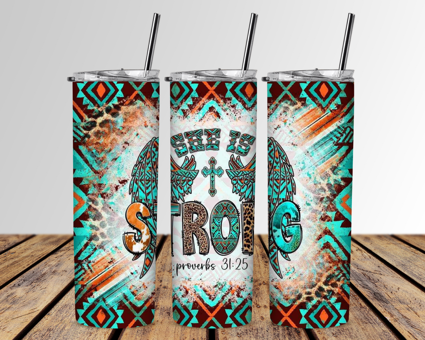 Western Aztec She Is Strong Sublimation Tumbler