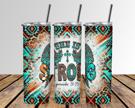 Western Aztec She Is Strong Sublimation Tumbler
