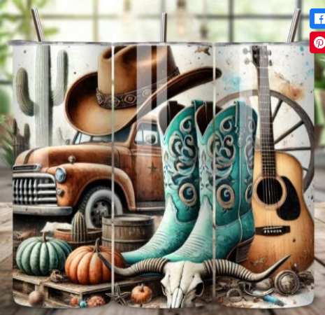 Western Cowboy Boots Sublimation Tumbler