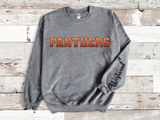 Panthers Ombre Black Outline with Black Westwood on Sleeve