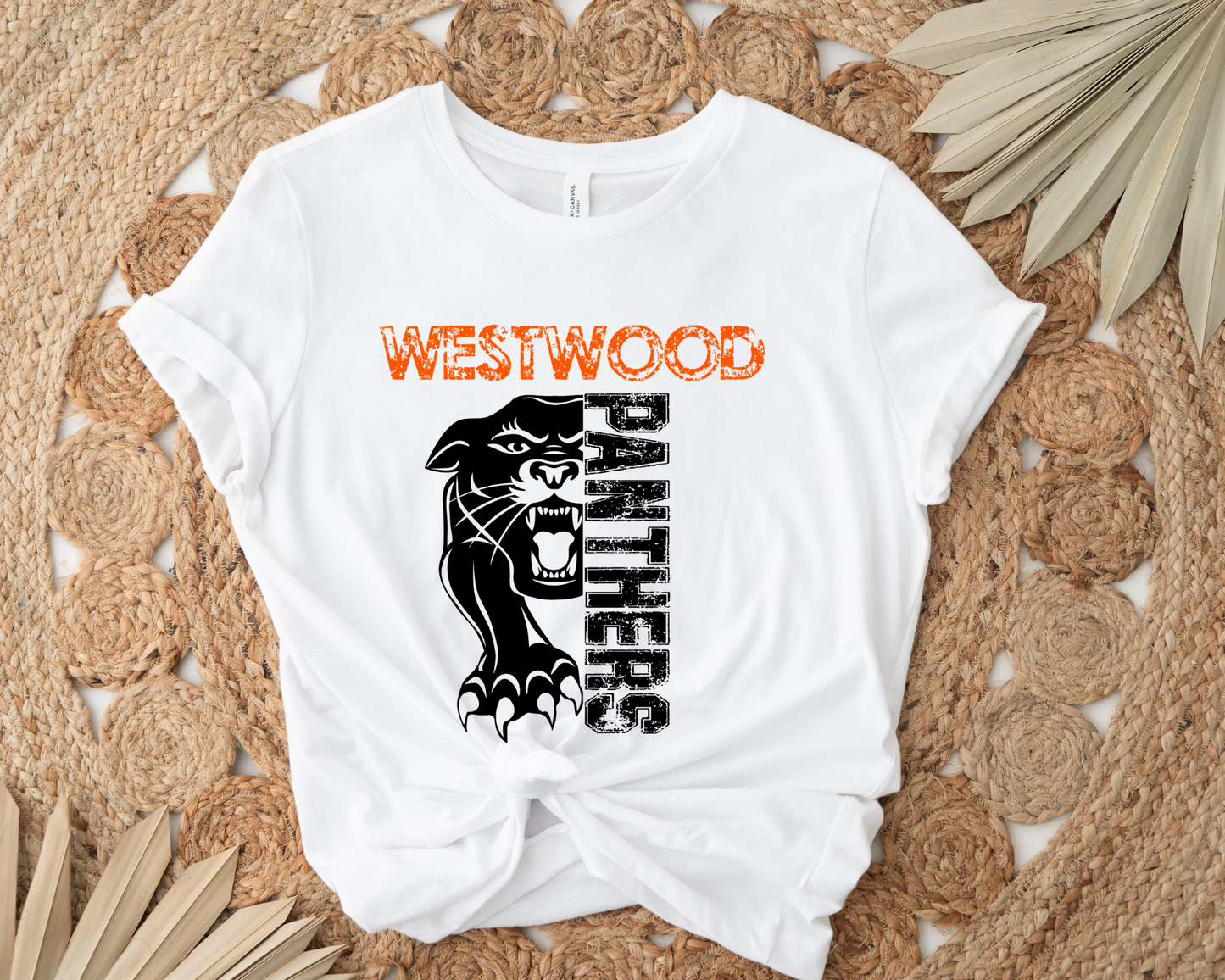 Westwood Panthers in Distressed Font Completed Shirt