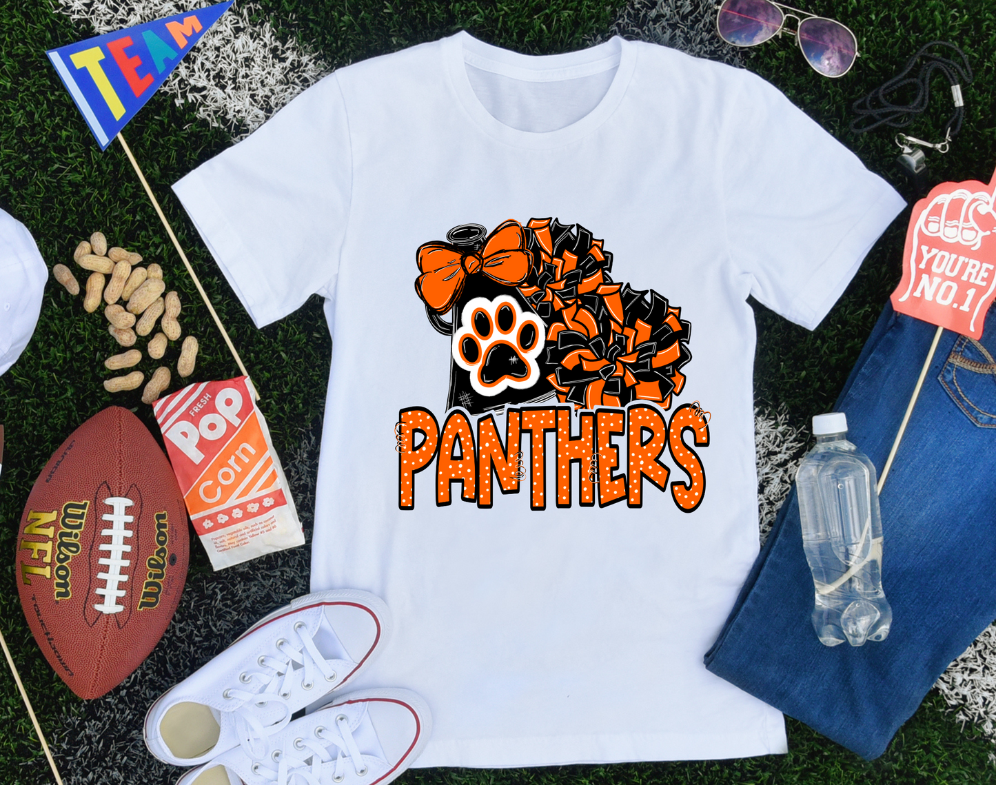 Black and Orange Panthers with Paw Print