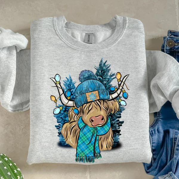 Blue Highland Cow Christmas