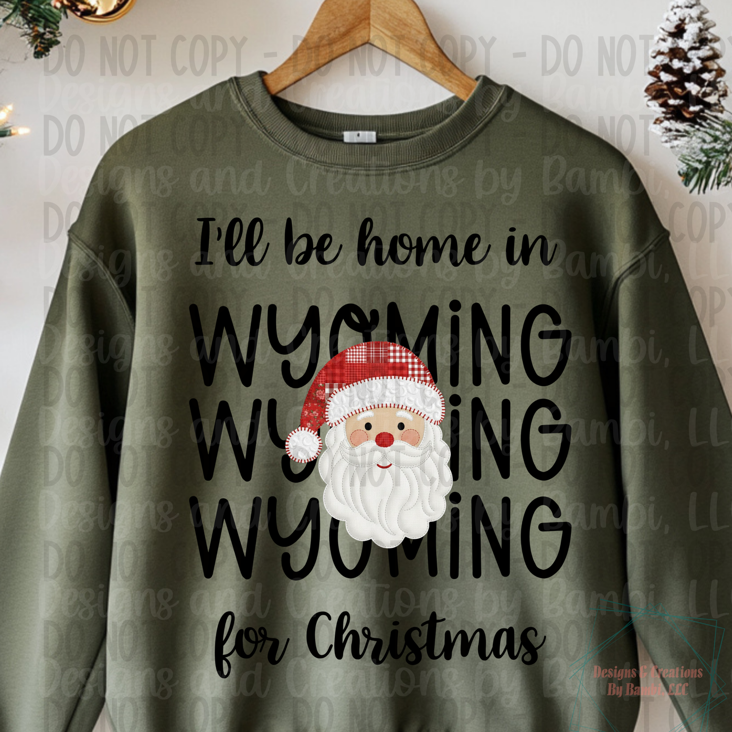 I'll Be Home in States Santa Face with Black Font Digital Bundle