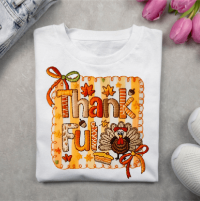 Faux Yarn Textured Give Thanks