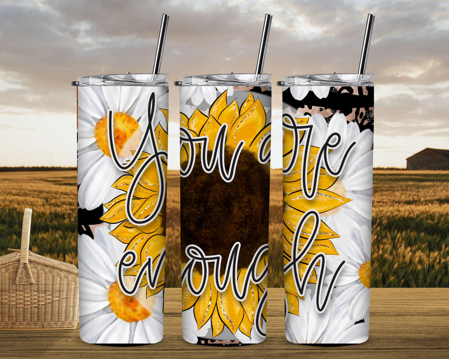 You are Enough with Sunflower 20 oz Sublimation Tumbler