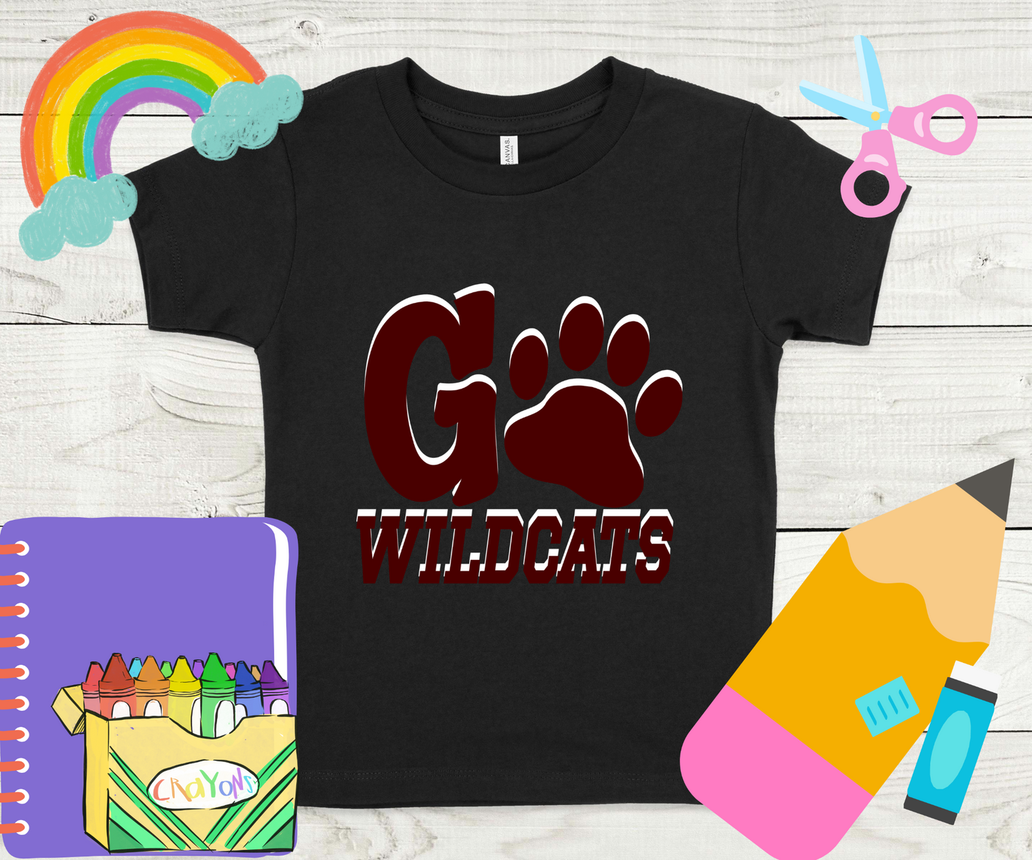 Go Wildcats with Paw Print Completed Shirt