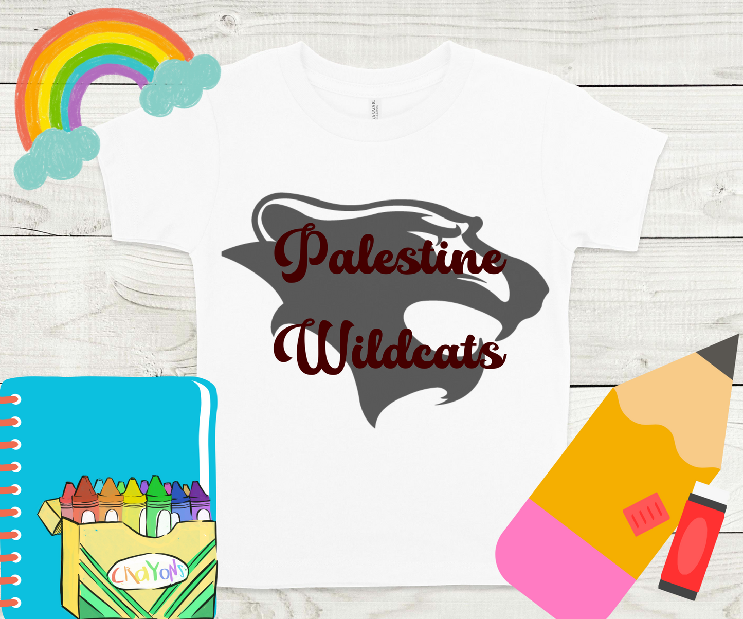 Palestine Wildcats with Wildcat in Background Completed Shirt