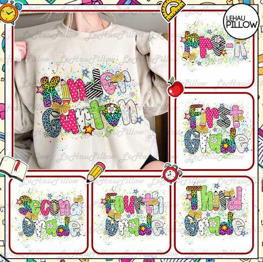 Variety of Retro Font Back To School Grade Collection
