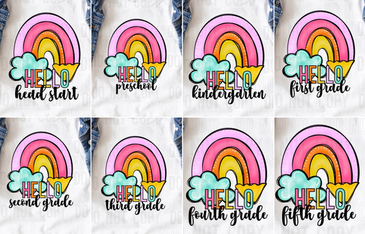 Grade Related Rainbow Pencil Back to School Completed Shirt