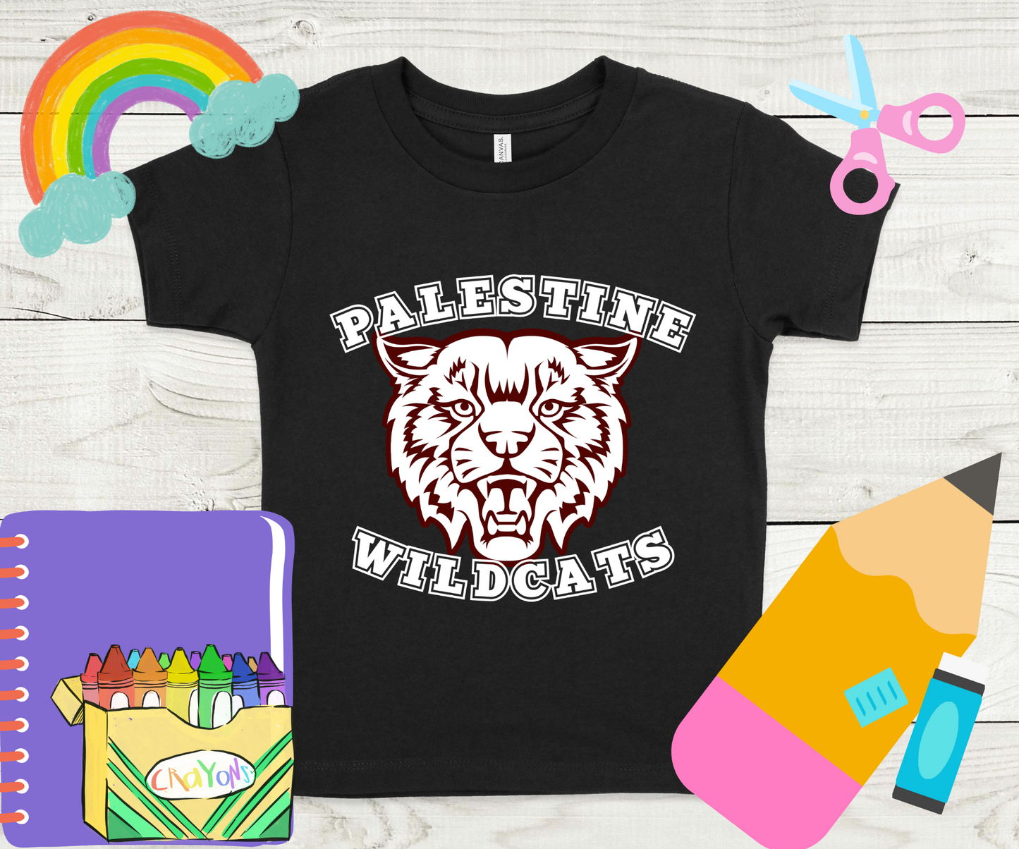 Palestine Wildcats with Wildcat Face Completed Shirt