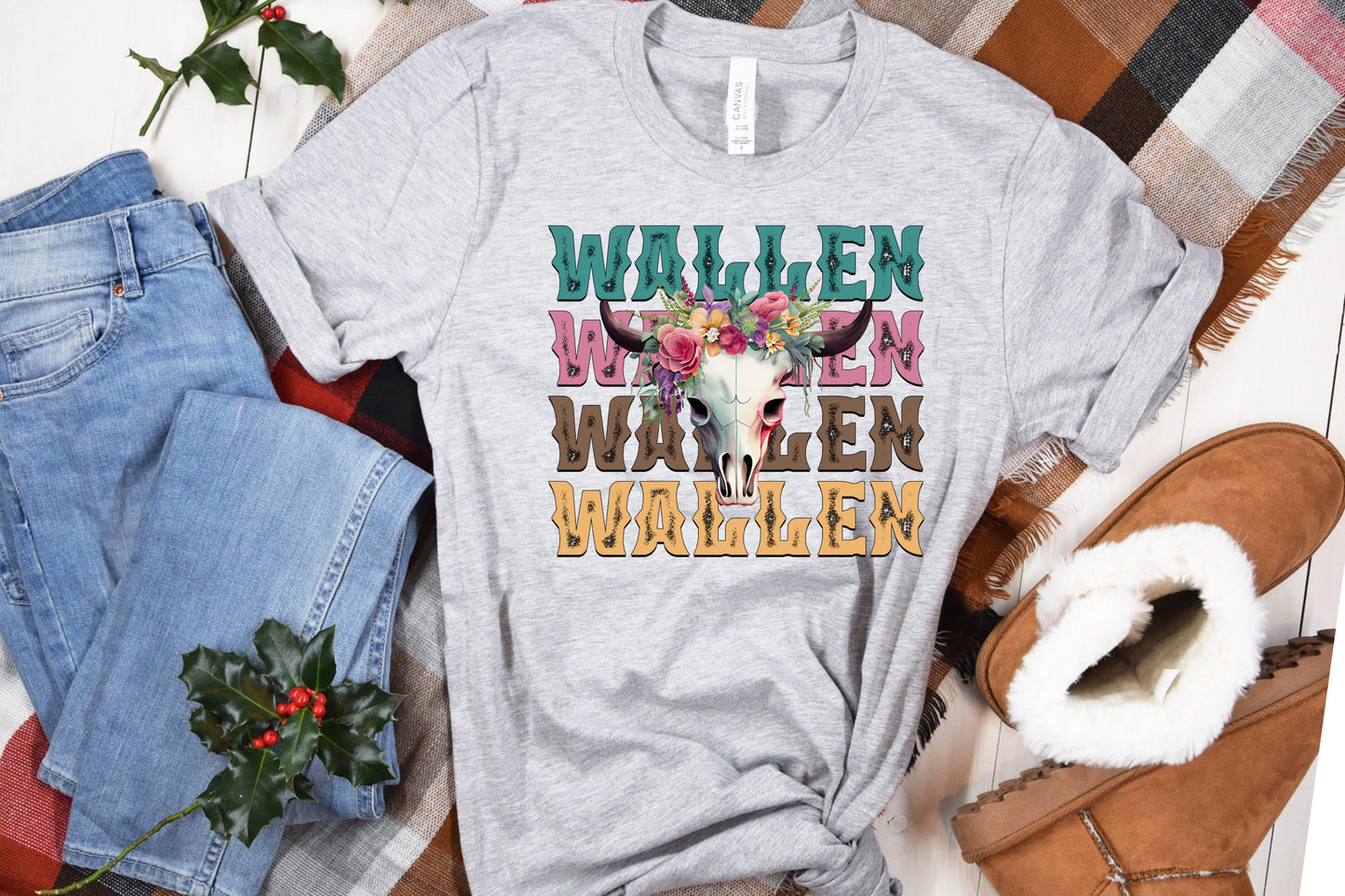 Wallen Stacked Floral Bull Skull