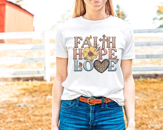 Faith Hope and Love with Leopard Heart