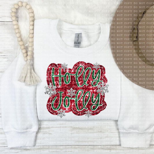 Red/Green Holly Jolly in Faux Glitter