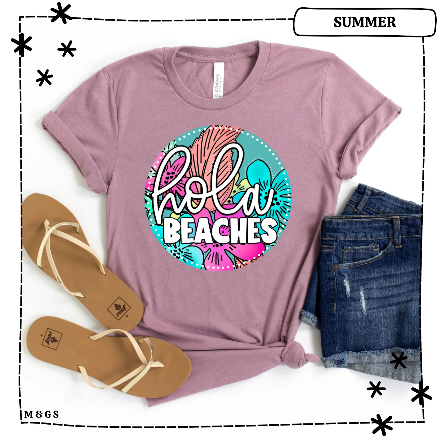 Hola Beaches with Floral Background