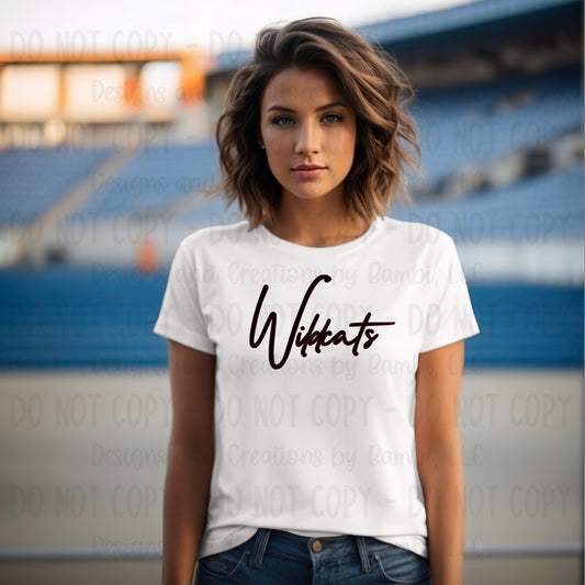 Palestine Wildcats Script Black with Maroon Outline