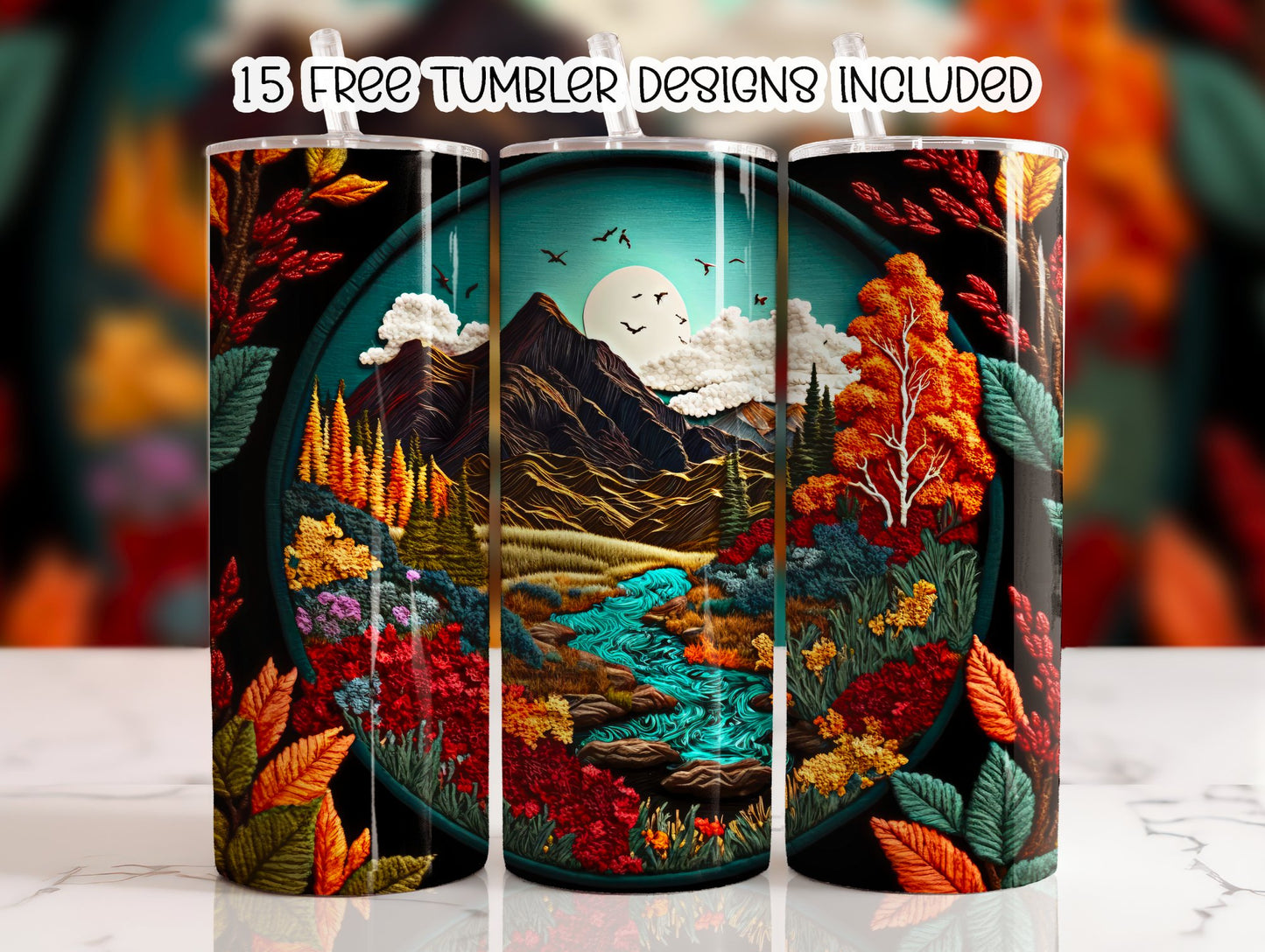 3D Mountain View Sublimated Tumbler