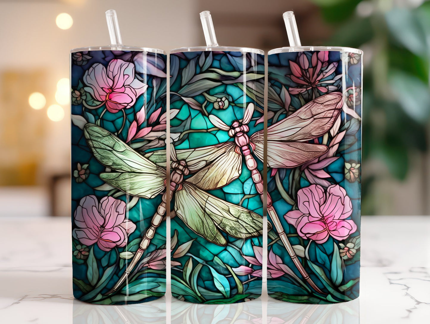 3D Pair of Dragonflys Sublimated Tumbler